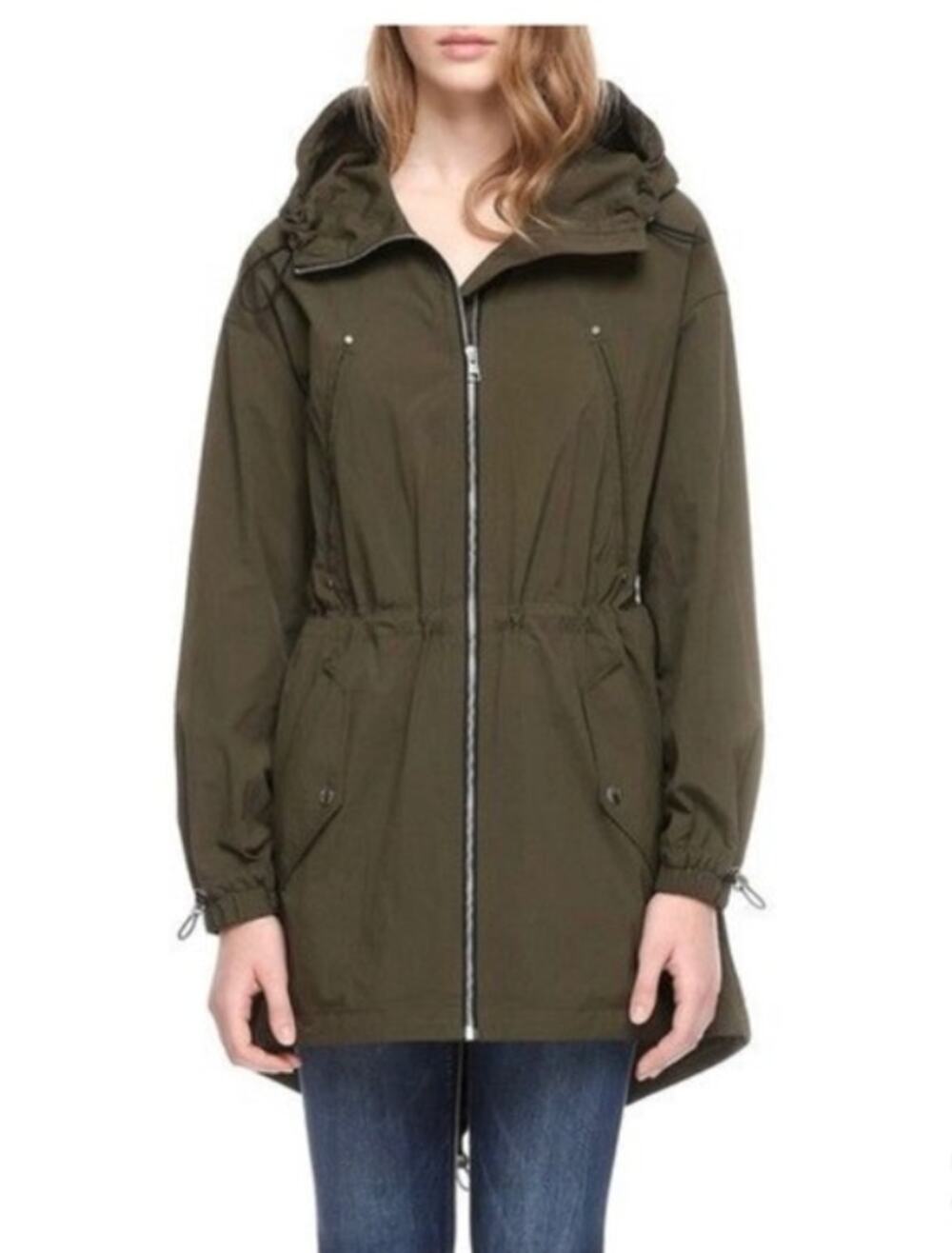 Soia and Kyo Harri Hooded Utility Coat in Olive Green size XS